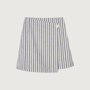 Oak + Fort High Waist Striped Button Wrap Skirt - Small
